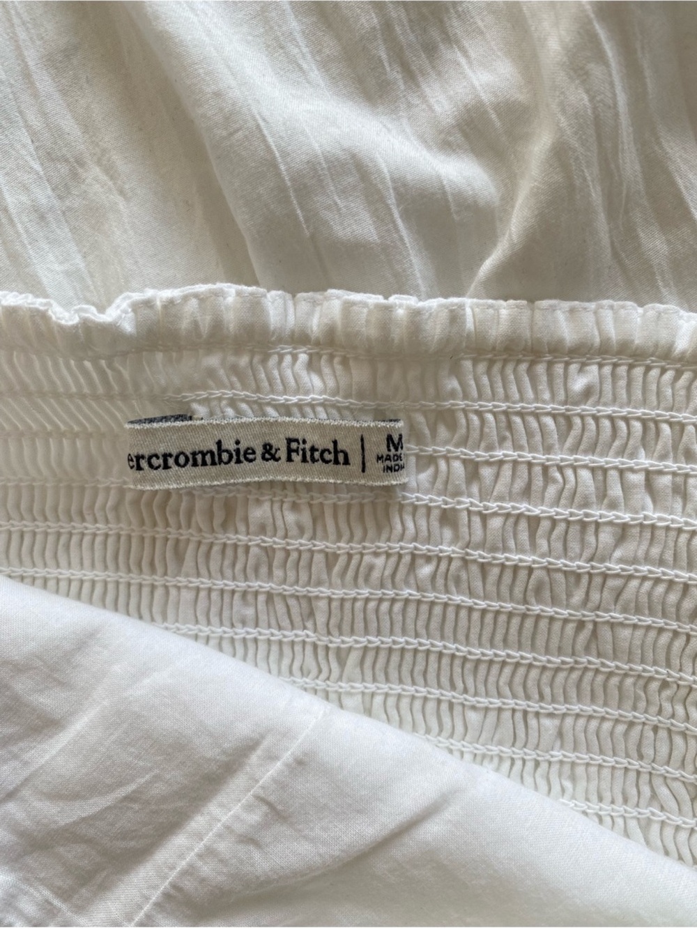 Abercrombie & Fitch White Square-Neck Puff Sleeve Lace-Up Top - Picture 5 of 6